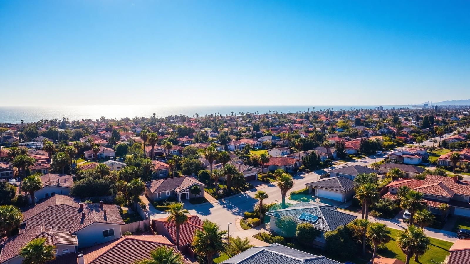 Aerial view of Southern California neighborhoods
